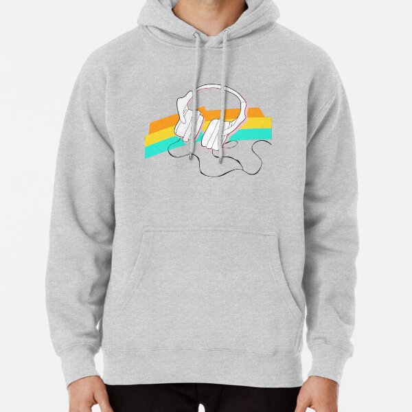 Headphones and rainbow colors Pullover Hoodie