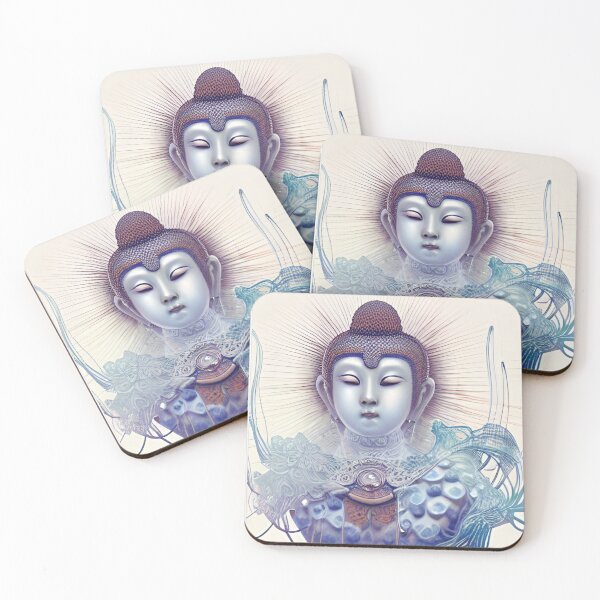 Item preview, Original Chinese Buddha Concept Art Digital Illustration Fantasy Portrait Asian Beauty Abstract Mystical Authentic Korean Japanese Traditional Ink Painting Face Mask Hanya Tattoo Character Design designed and sold by S Y N T H R E A L M.