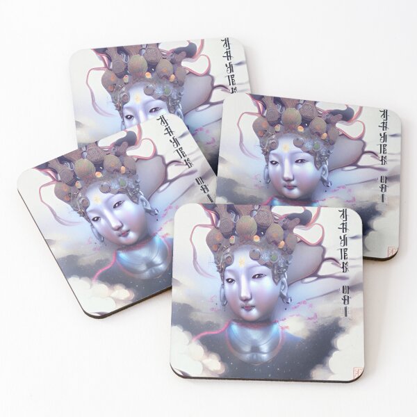 Item preview, Original Chinese Buddha Concept Art Digital Illustration Fantasy Portrait Asian Beauty Abstract Mystical Authentic Korean Japanese Traditional Ink Painting Face Mask Hanya Tattoo Character Design designed and sold by S Y N T H R E A L M.