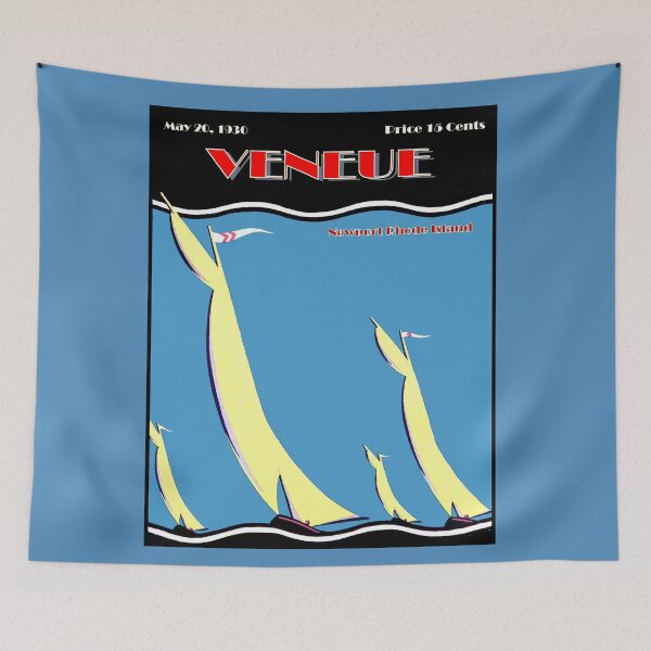 Item preview, VENEUE : Vintage 1930 Magazine Abstract Americas Cup Sailboat Racing Print designed and sold by posterbobs.