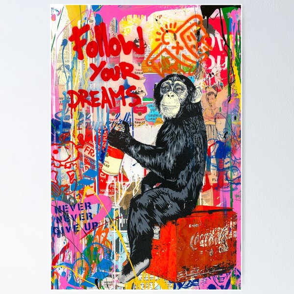 Banksy street art - chimp Poster, Affiche | All poster chez Europosters