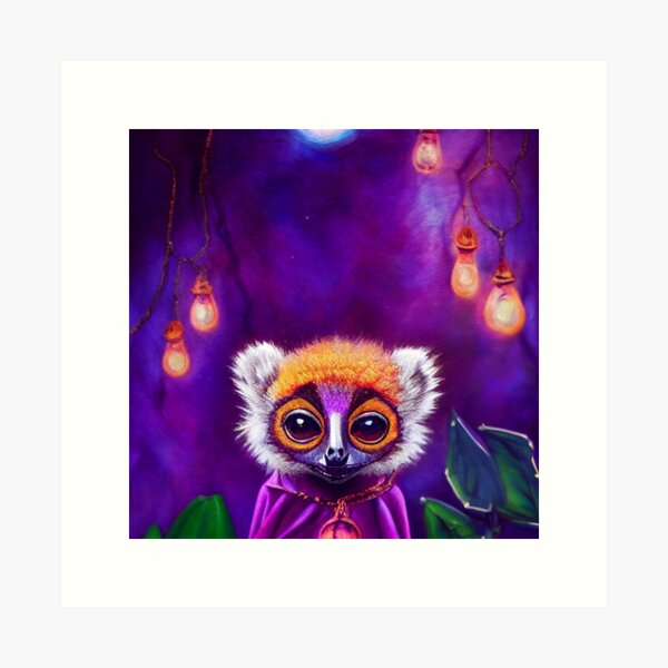 Cute Tiny Lemur Druid Art Print