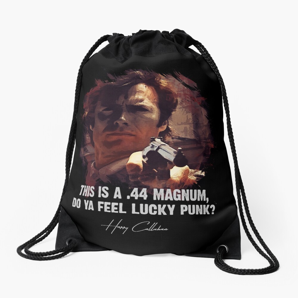★ DIRTY HARRY ★ Do Ya Feel Lucky Punk? ➢ Clint Eastwood famous movie quote ♛ Drawstring Bag