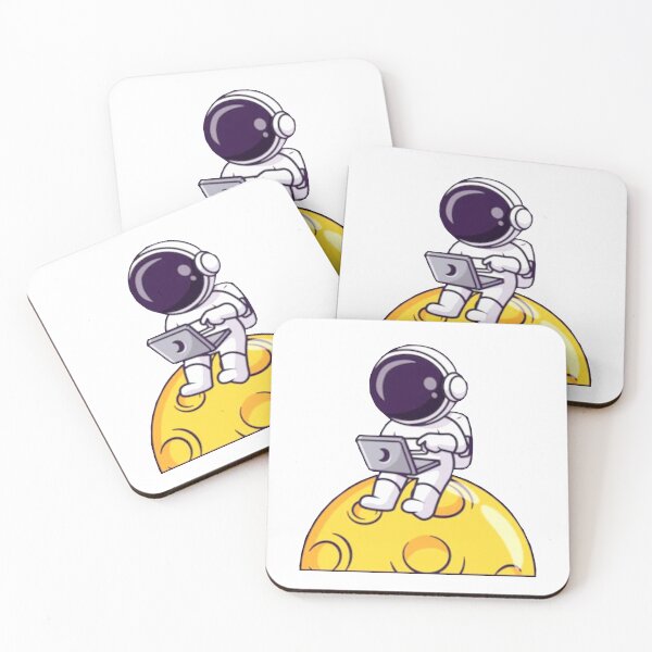 Item preview,   Cute astronaut sitting on the moon using a laptop cartoon designed and sold by BEAUTY ⭐⭐⭐⭐⭐.
