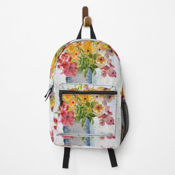 Item preview, Loose wildflowers in a blue jar.  designed and sold by watercolorsLiz.