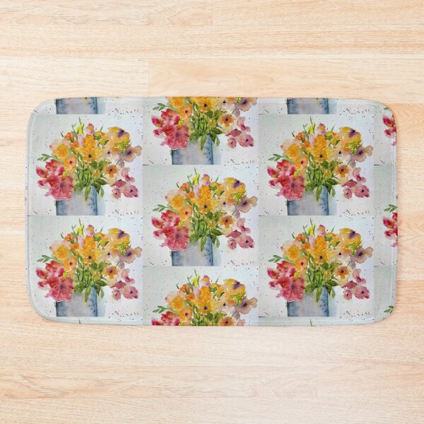 Item preview, Loose wildflowers in a blue jar.  designed and sold by watercolorsLiz.