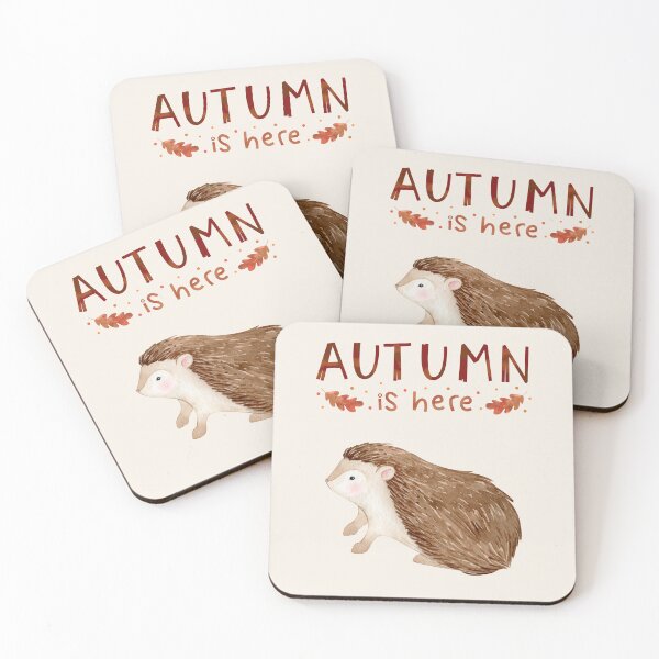Item preview, Autumn is here, cute baby hedgehog, autumn colors, watercolor style designed and sold by allycat57.