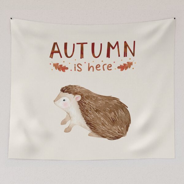 Item preview, Autumn is here, cute baby hedgehog, autumn colors, watercolor style designed and sold by allycat57.
