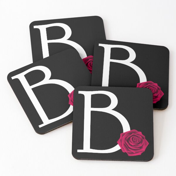 Item preview, Monogram Initial Letter B with Red Rose on Black Background designed and sold by PMDConcepts.