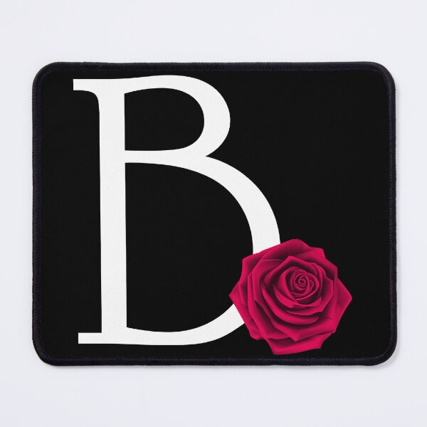 Artikelvorschau, Monogramm-Anfangsbuchstabe B mit roter Rose auf schwarzem Hintergrund entworfen und verkauft von PMDConcepts.