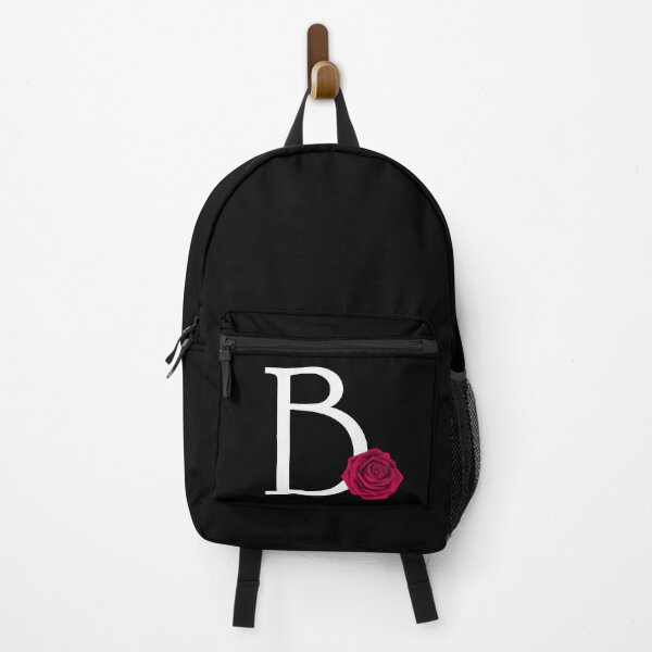 Item preview, Monogram Initial Letter B with Red Rose on Black Background designed and sold by PMDConcepts.