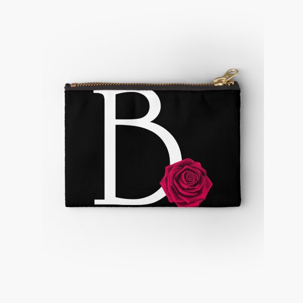 Item preview, Monogram Initial Letter B with Red Rose on Black Background designed and sold by PMDConcepts.