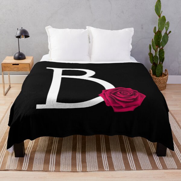 Artikelvorschau, Monogramm-Anfangsbuchstabe B mit roter Rose auf schwarzem Hintergrund entworfen und verkauft von PMDConcepts.