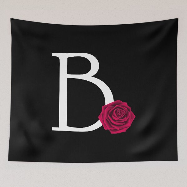 Item preview, Monogram Initial Letter B with Red Rose on Black Background designed and sold by PMDConcepts.