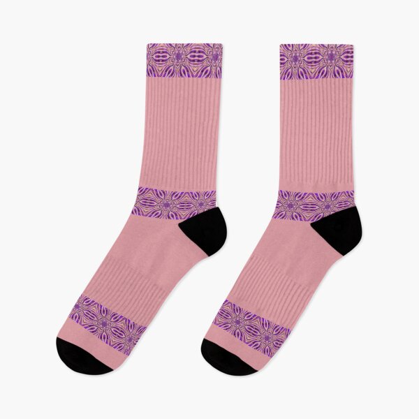 Item preview, Abstract Flowers Pattern Boho Vibes Stripes on a Dusty Pink Background designed and sold by Beachy.