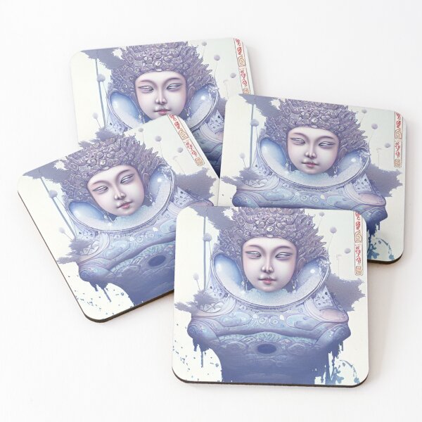 Item preview, Chinese Buddha Concept Art Digital Illustration Fantasy Portrait Asian Beauty Abstract Mystical Authentic Korean Japanese Traditional Ink Painting Face Mask Hanya Tattoo Character Design designed and sold by S Y N T H R E A L M.