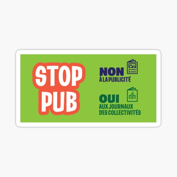 Autocollant Sticker Oui Pub Boîte aux Lettres Vert avec Logo Journal