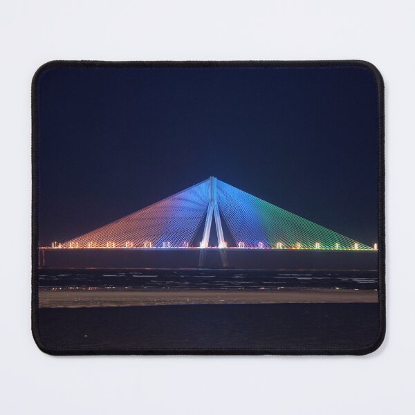 Item preview, Illuminated Bandra Worli Sea Link bridge on the 75th Independence Day of India, Mumbai, modern art, wall art, print, personalised gifts, custom printed gifts designed and sold by CameraDesign.