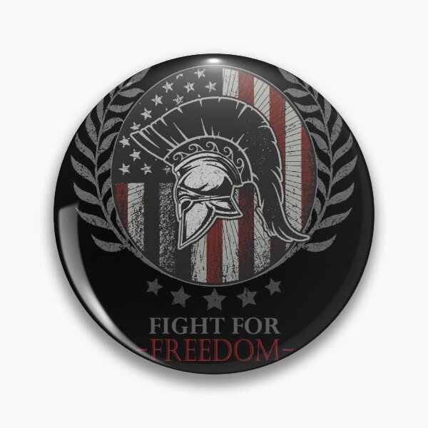Item preview, Fight for Freedom - A Sparta helmet with the American flag in the background and the slogan Fight For Freedom designed and sold by velisani.