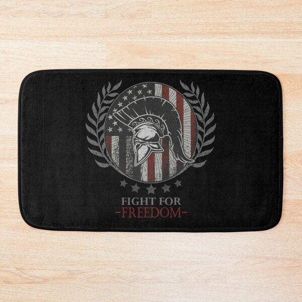 Item preview, Fight for Freedom - A Sparta helmet with the American flag in the background and the slogan Fight For Freedom designed and sold by velisani.