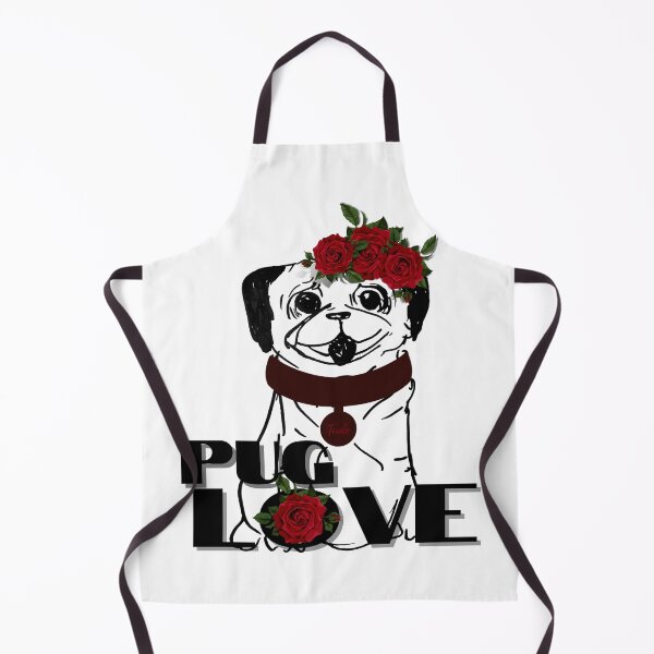 Item preview, Pug love, Pug loves red roses, Pug with flowers on head designed and sold by Anke Franikowski.