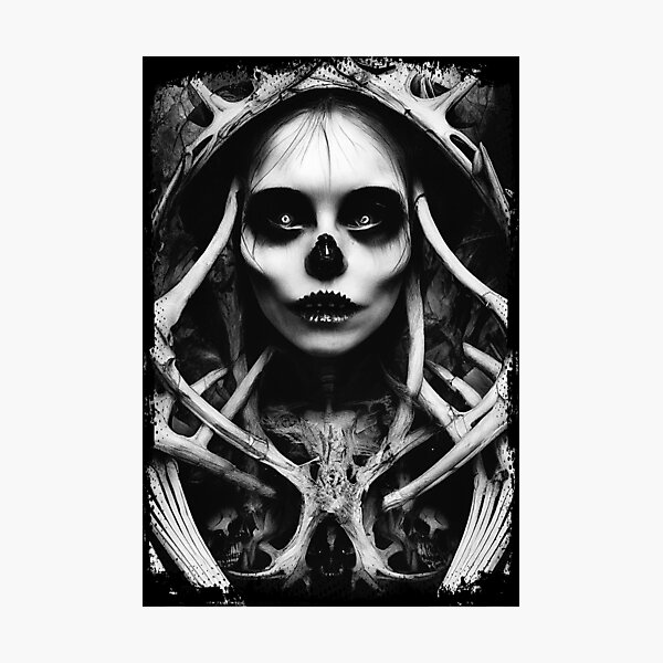 Alice in Wonderland in HR Giger style scary horror design Photographic Print