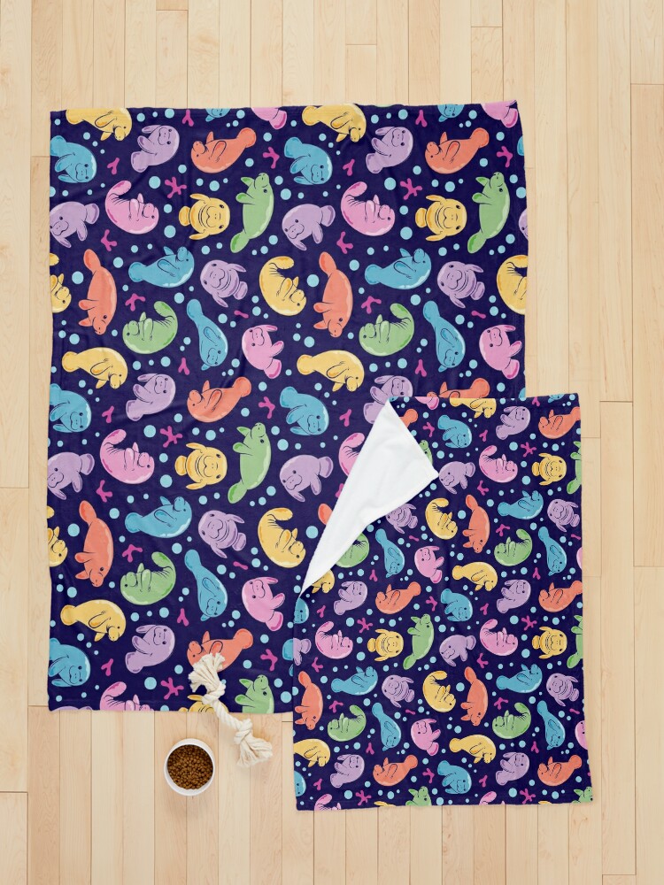 Thumbnail 5 of 6, Pet Blanket, Cute Manatee Pattern - Colorful Underwater Pattern designed and sold by Bangtees.