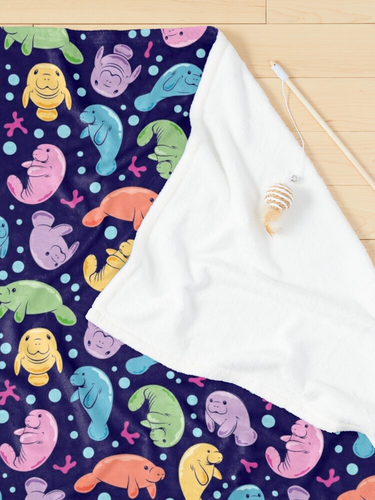 Thumbnail 3 of 6, Pet Blanket, Cute Manatee Pattern - Colorful Underwater Pattern designed and sold by Bangtees.