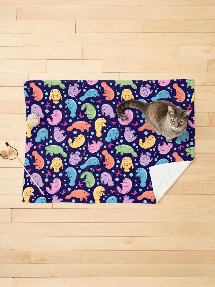 Thumbnail 1 of 6, Pet Blanket, Cute Manatee Pattern - Colorful Underwater Pattern designed and sold by Bangtees.