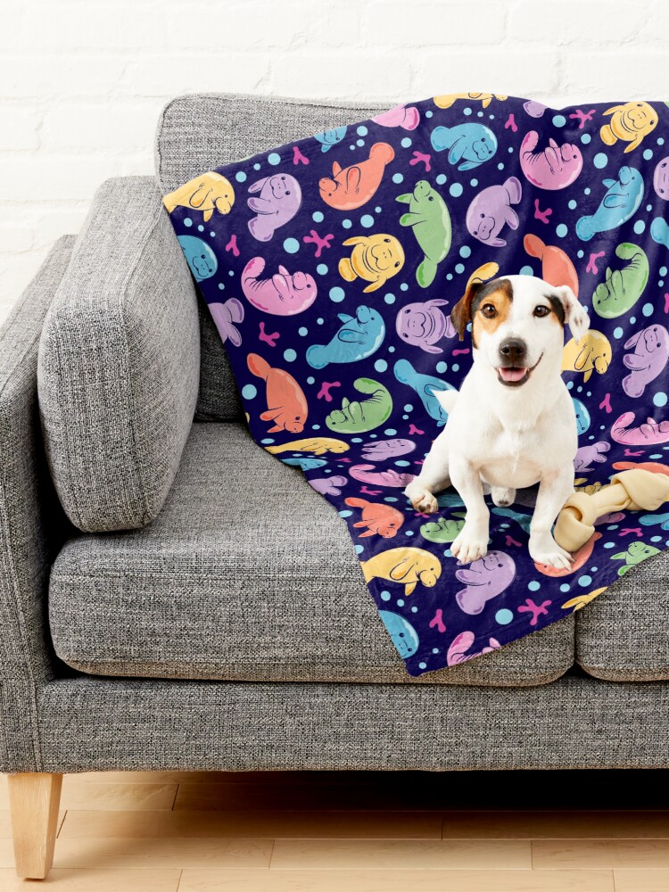 Thumbnail 2 of 6, Pet Blanket, Cute Manatee Pattern - Colorful Underwater Pattern designed and sold by Bangtees.