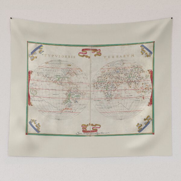 Item preview, Orbis Terrarum by Joan Martines - Map of the World - Ancient Manuscript Atlas - 1587 Vintage Map designed and sold by Vintage-TM.