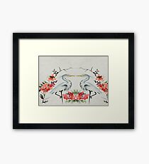 Feng Shui Cranes Couple with flowers Framed Print