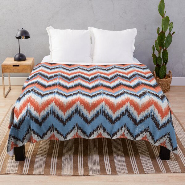 Aperçu de l'œuvre Motif Ikat 8 bits - Corail et bleu créée et vendue par Cat Coquillette.