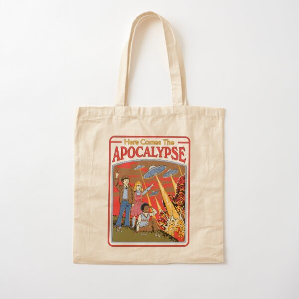 Vista previa del artículo con la obra «Aquí viene el apocalipsis», diseñado y vendido por Steven Rhodes.
