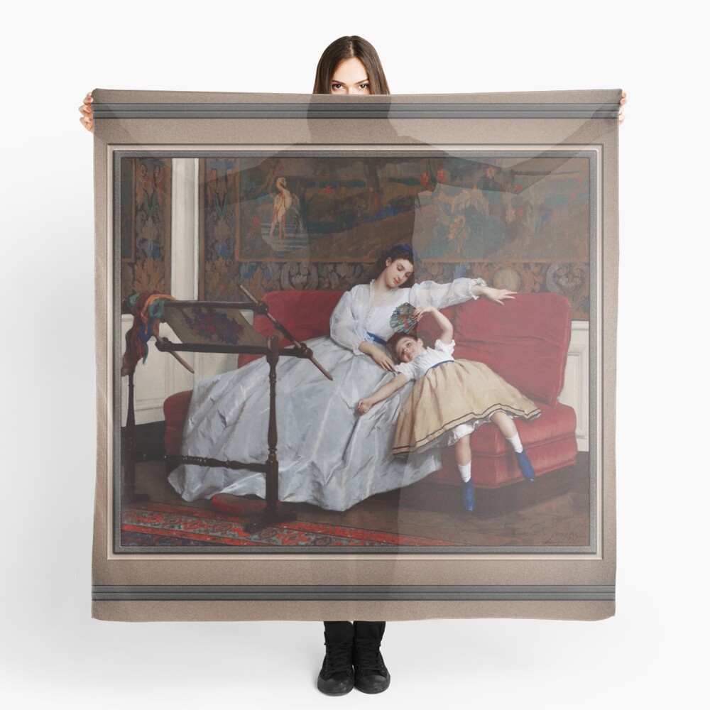 Mother with her Young Daughter by Gustave Léonard de Jonghe Remastered Xzendor7 Classical Art Old Masters Reproductions Scarf