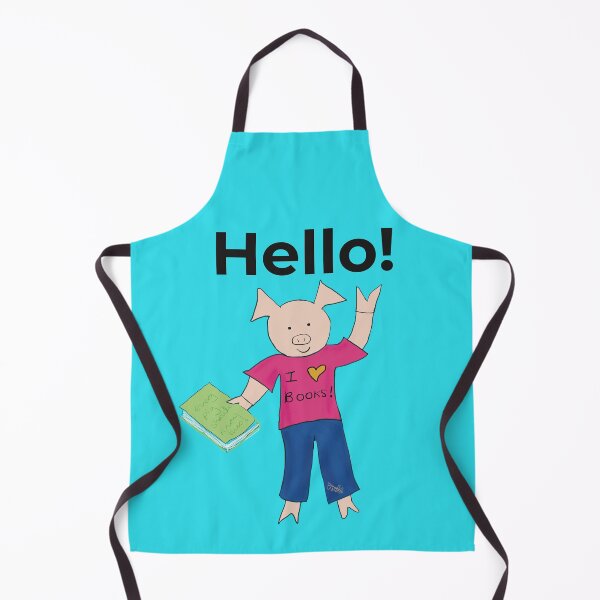 Item preview, Hello! I love books and reading! Cute introvert pig, blue. Reading designed and sold by PiggingJapan.