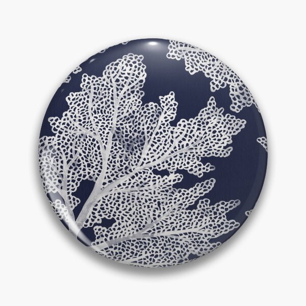 Item preview, Sea Fan Coral – White on Navy designed and sold by Cat Coquillette.