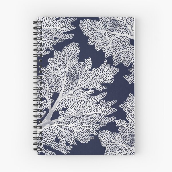Item preview, Sea Fan Coral – White on Navy designed and sold by Cat Coquillette.