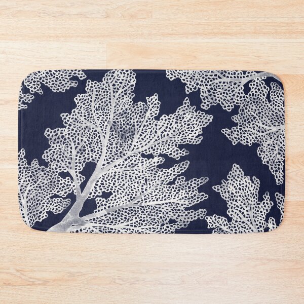 Item preview, Sea Fan Coral – White on Navy designed and sold by Cat Coquillette.
