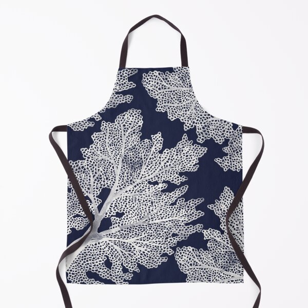 Item preview, Sea Fan Coral – White on Navy designed and sold by Cat Coquillette.