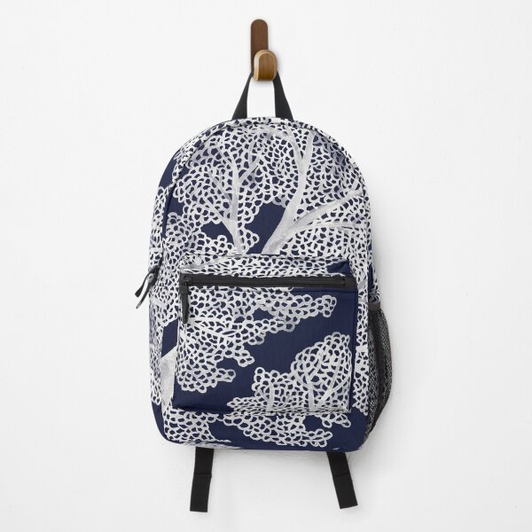 Item preview, Sea Fan Coral – White on Navy designed and sold by Cat Coquillette.