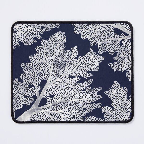 Item preview, Sea Fan Coral – White on Navy designed and sold by Cat Coquillette.