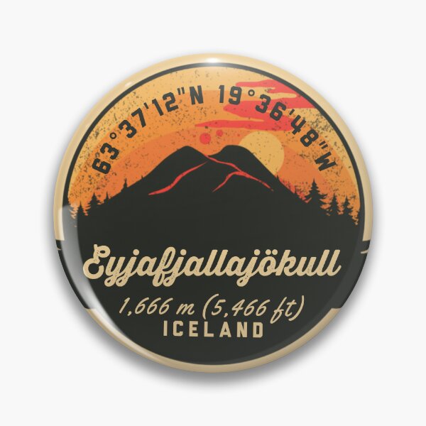 Item preview, Eyjafjallajökull Iceland Volcano Souvenirs Badge designed and sold by mountainfad.