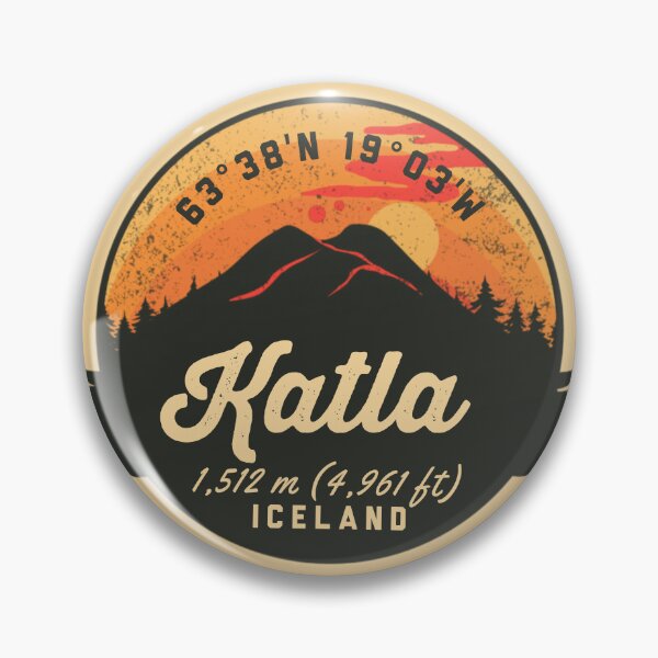 Item preview, Katla Iceland Volcano Souvenirs Badge designed and sold by mountainfad.