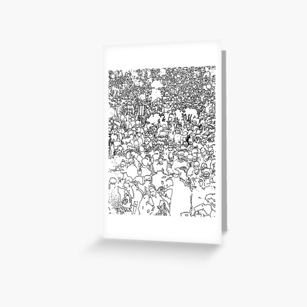 "Crowd in Mumbai, India, image converted to line drawing, modern art