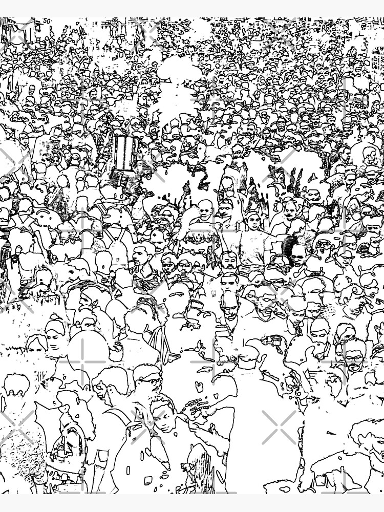 "Crowd in Mumbai, India, image converted to line drawing, modern art