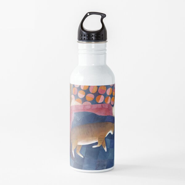 Sleepy cat illustration Water Bottle