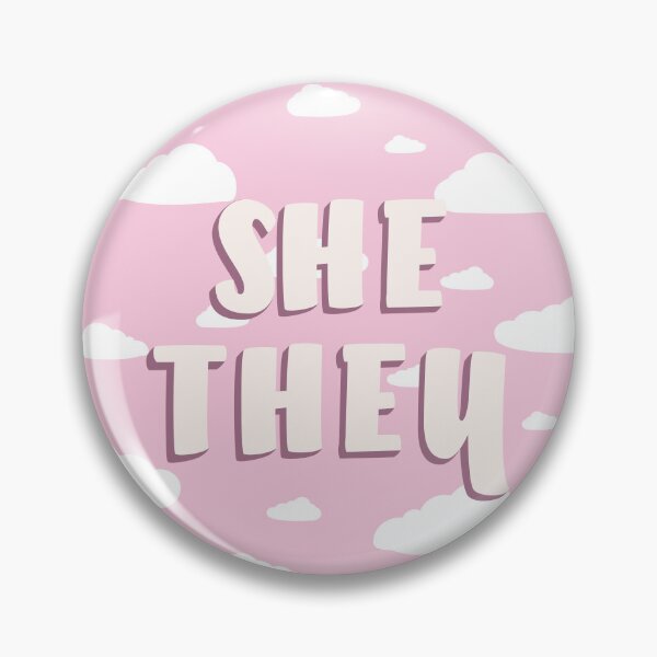 Item preview, Pink Clouds She/They Pronouns  designed and sold by MoonMint.
