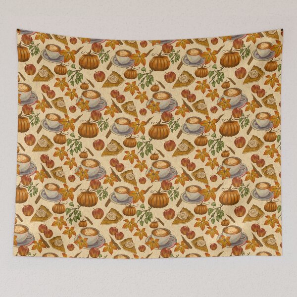 Item preview, Seamless pattern of autumnal elements| Pumpkin spice\latte designed and sold by Jessiemay-arts.