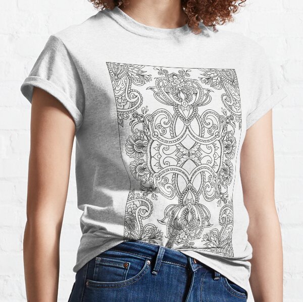 Traditional Decorative Design Black and White Classic T-Shirt